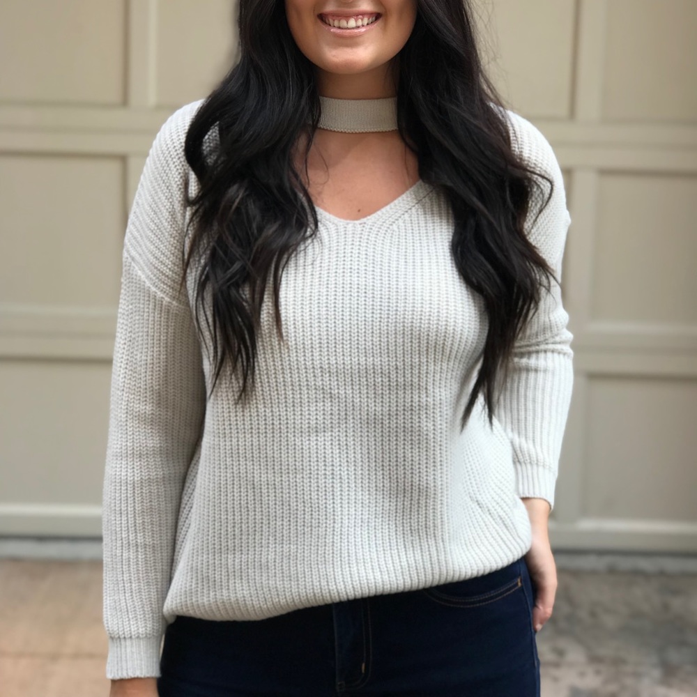 Mock Neck Gray Knit